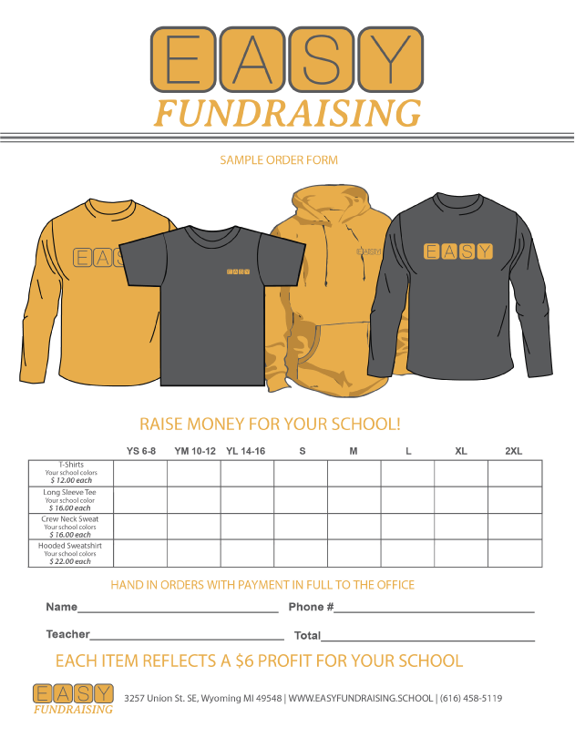 Easy Fundraising Order Form - page 1